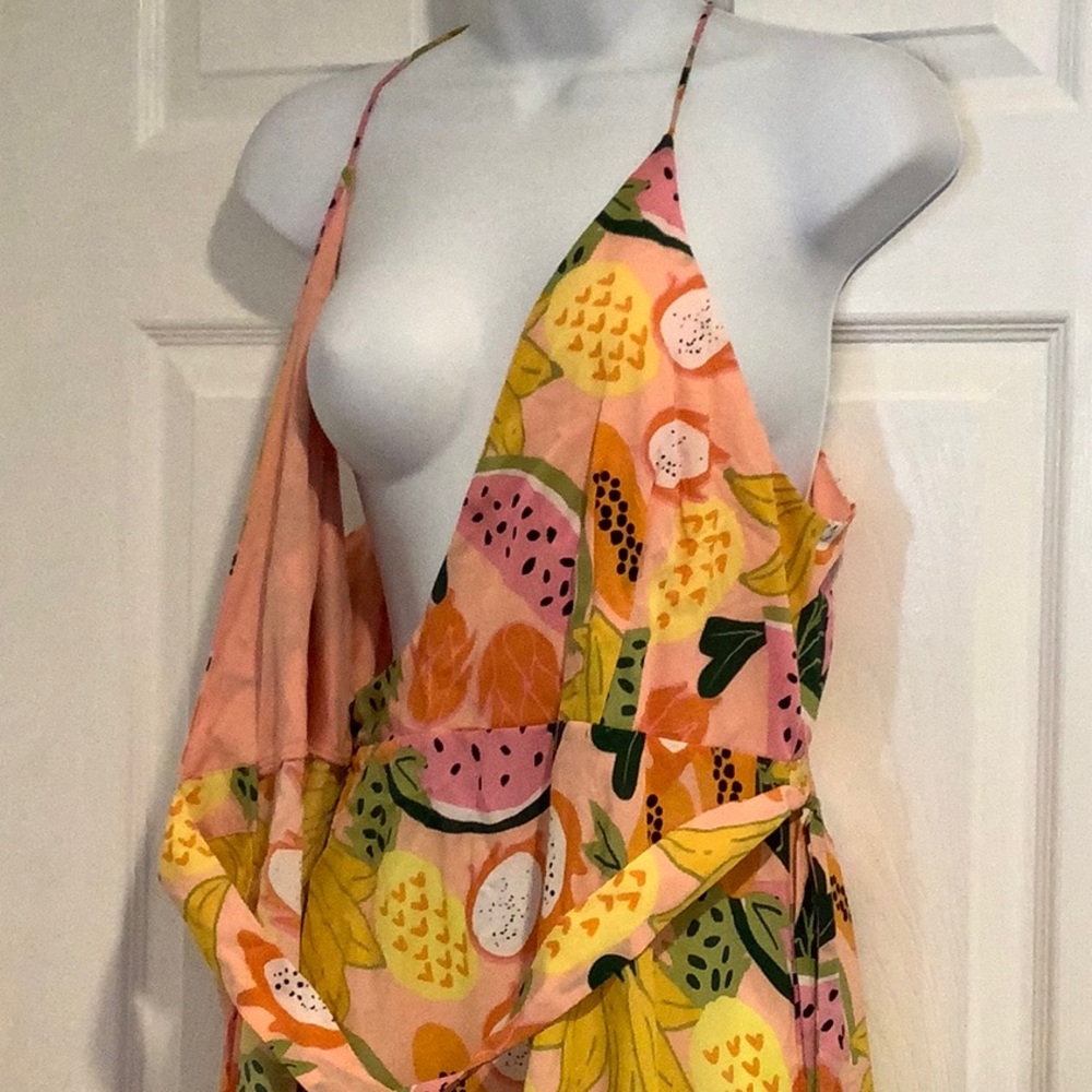 HUTCH Women’s Floral/Fruit Print Euro Summer Kentucky Derby Sexy Wrap Dress M - Picture 8 of 11